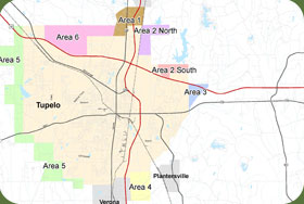 Tupelo MS map